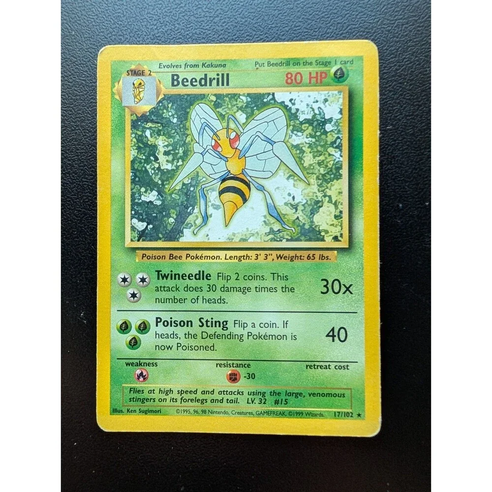 Beedrill 017/102 Base Set Regular pokemon card vintage 90s